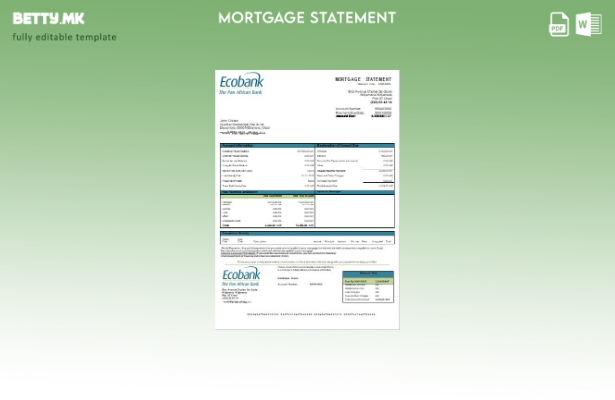 Модерен стил Шаблон за извод за хипотека на банка на Чад Екобанк